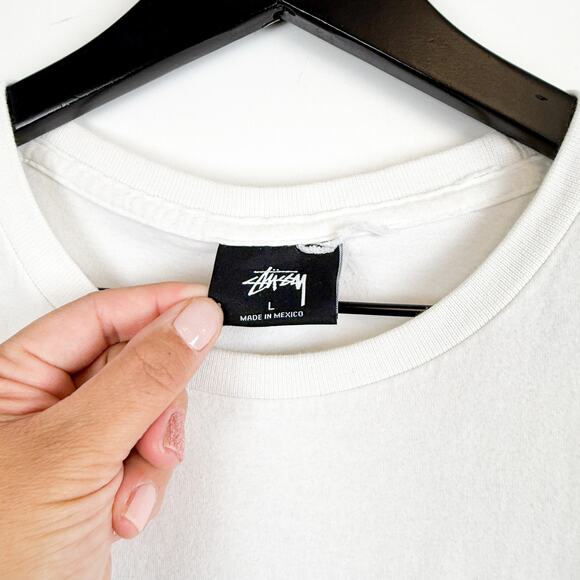 Stussy Yin Yang White Tee Shirt Mens FLAWS - L - Picture 6 of 10